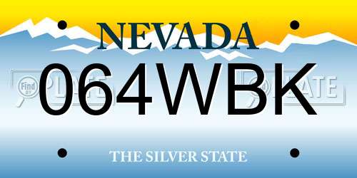 064WBK Nevada License Plate