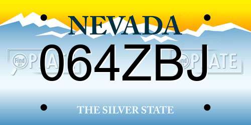 064ZBJ Nevada License Plate