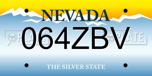 064ZBV Nevada License Plate
