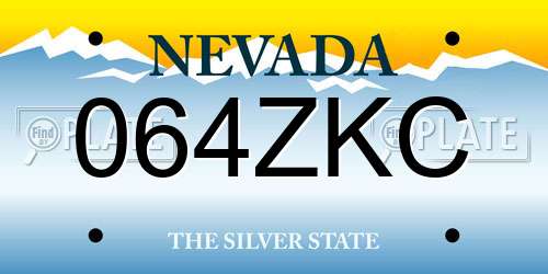 064ZKC Nevada License Plate