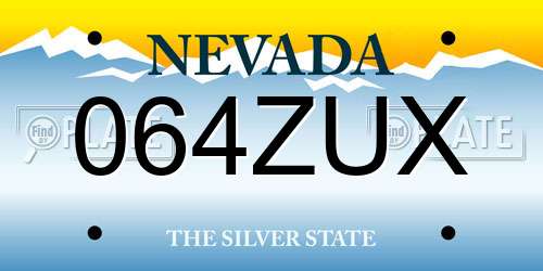 064ZUX Nevada License Plate