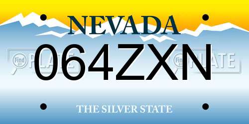 064ZXN Nevada License Plate