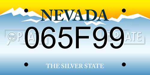 065F99 Nevada License Plate