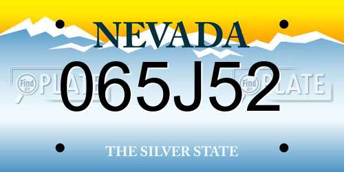 065J52 Nevada License Plate