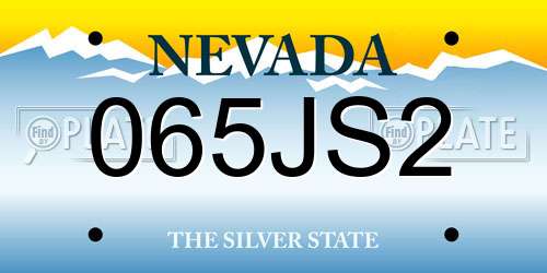 065JS2 Nevada License Plate