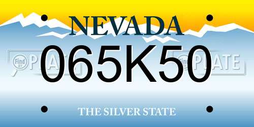 065K50 Nevada License Plate