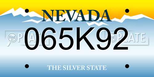 065K92 Nevada License Plate