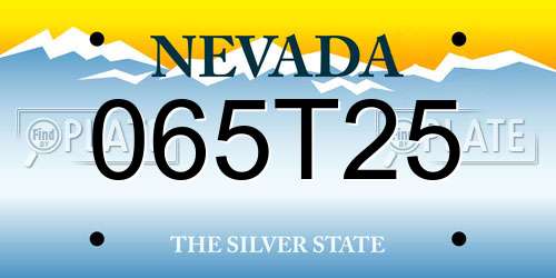 065T25 Nevada License Plate