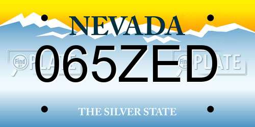 065ZED Nevada License Plate