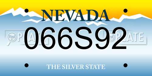 066S92 Nevada License Plate
