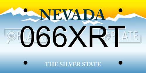 066XRT Nevada License Plate