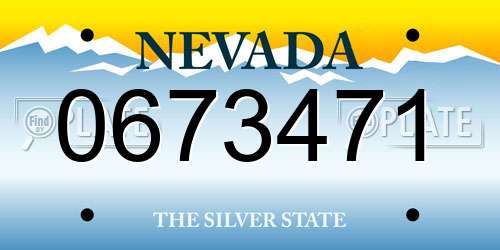 0673471 Nevada License Plate