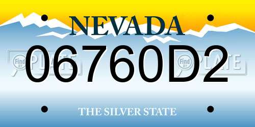 06760D2 Nevada License Plate