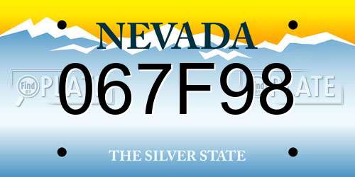 067F98 Nevada License Plate
