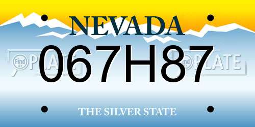 067H87 Nevada License Plate