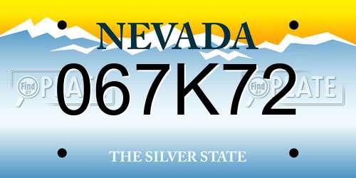 067K72 Nevada License Plate