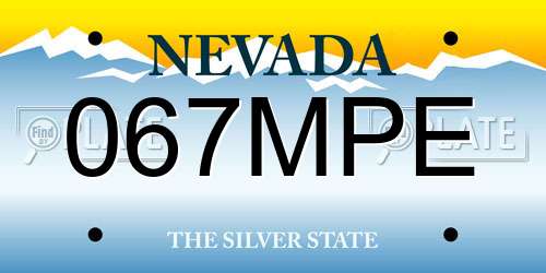 067MPE Nevada License Plate