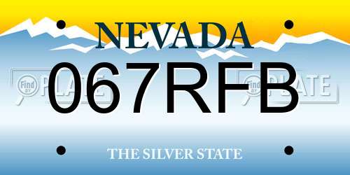 067RFB Nevada License Plate
