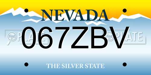 067ZBV Nevada License Plate