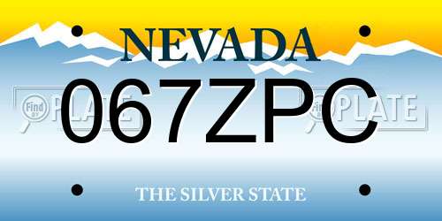 067ZPC Nevada License Plate