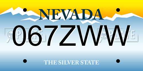 067ZWW Nevada License Plate