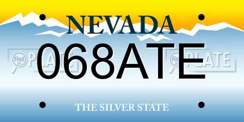 068ATE Nevada License Plate