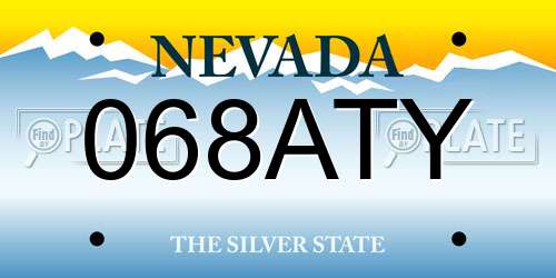 068ATY Nevada License Plate