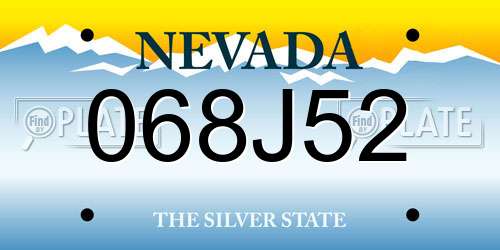 068J52 Nevada License Plate