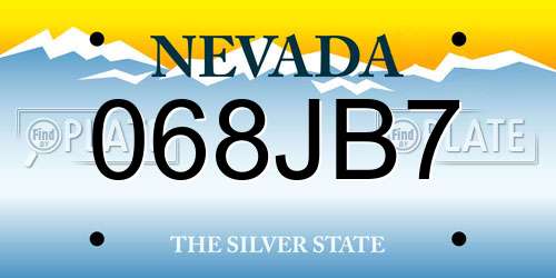 068JB7 Nevada License Plate