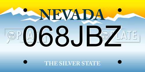 068JBZ Nevada License Plate