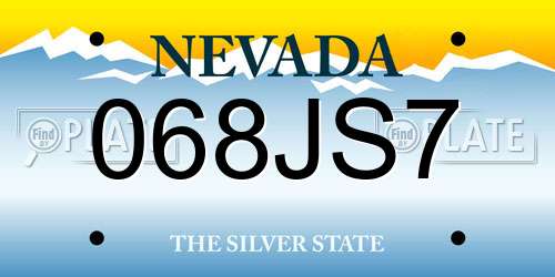 068JS7 Nevada License Plate