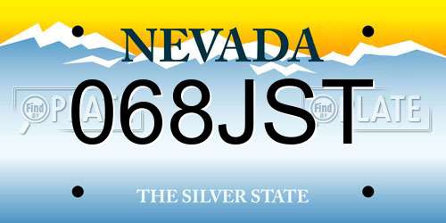 068JST Nevada License Plate