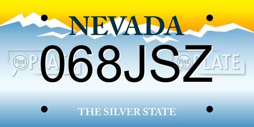 068JSZ Nevada License Plate