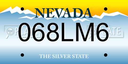 068LM6 Nevada License Plate