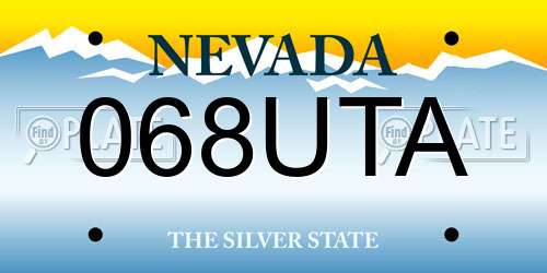 068UTA Nevada License Plate