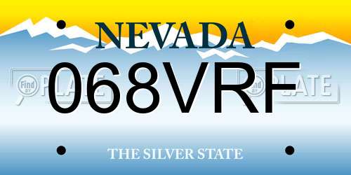 068VRF Nevada License Plate