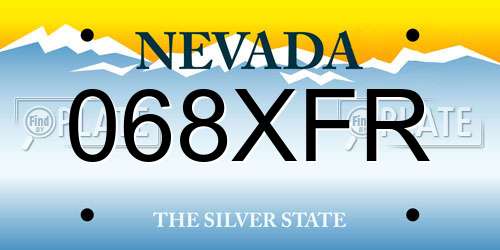 068XFR Nevada License Plate
