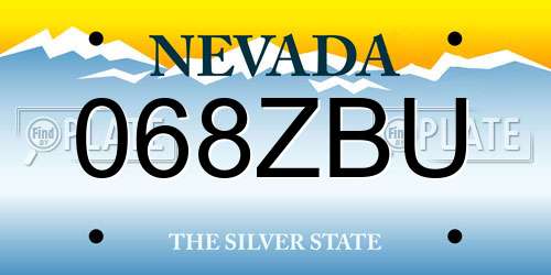 068ZBU Nevada License Plate