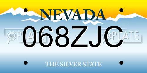 068ZJC Nevada License Plate