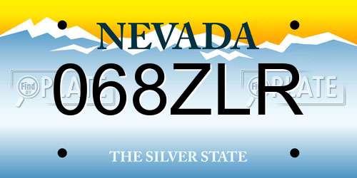 068ZLR Nevada License Plate