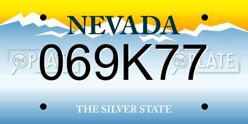 069K77 Nevada License Plate