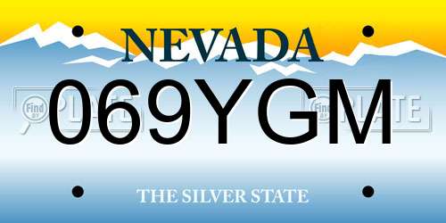 069YGM Nevada License Plate