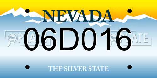 06D016 Nevada License Plate