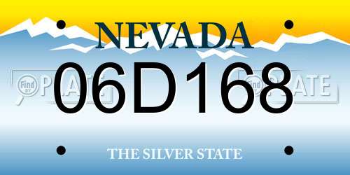 06D168 Nevada License Plate