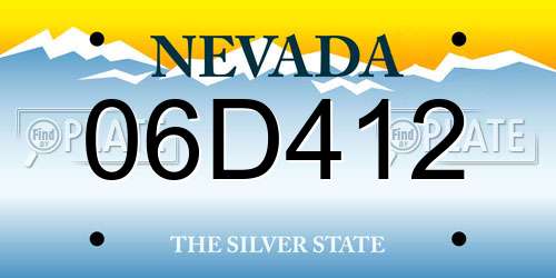 06D412 Nevada License Plate