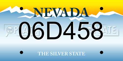 06D458 Nevada License Plate