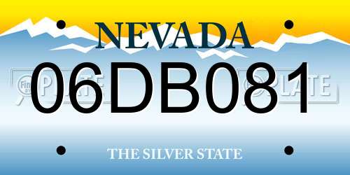 06DB081 Nevada License Plate