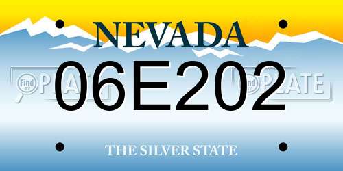 06E202 Nevada License Plate