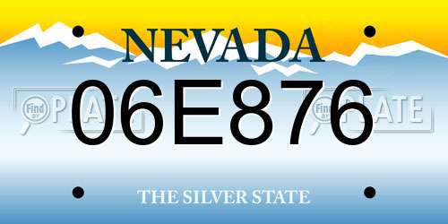 06E876 Nevada License Plate