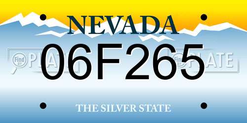 06F265 Nevada License Plate
